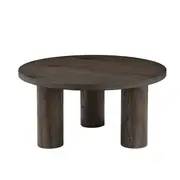 Angelo Wooden Dark Oak Veneer Round Modern Coffee Table Coffee