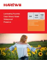 Hartwiis 100 Sheet A4 Glossy Transparent Laminating Pouches Film 150Micron 75x2