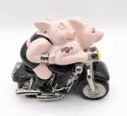 Clay Art Biker Hogs Pig I Love Hogs Motorcycle Salt & Pepper Shakers Figurine