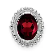 14K White Gold Oval Garnet Chain Slide