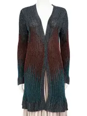 M Missoni Metallic Knit Open Front Cardigan