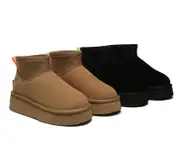 UGG EVERAU® UGG Boots Women Sheepskin Wool Stretchy Ankle Mini Platform Ethel - Chestnut / AU Ladies 4 / AU Men 2 / EU 35