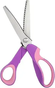 Baxnore wavy edge fabric scissors, professional stainless steel serrated shears with non-slip comfort grip for sewing crafting quilting paper cloth (Triangular serration 5mm)
