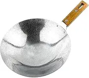 SECFOU Traditional Stainless Steel Wok Pan Grilling Wok for Gas Stove Cooking Multi Functional Kitchen Supply Easy to Clean for Frying Cooking Grilling