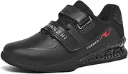 [Generic] Men's Weightlifting Shoes Indoor Gym Shoes Leather Non-Slip for Squat Sports