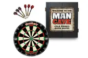 Winmau Diamond Plus Dart Board+ Welcome to the Man Cave Dartboard Cabinet + Darts