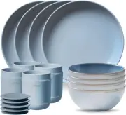 Corelle Stoneware 16Pc Dinnerware Set Nordic Blue New in Box Handcrafted Artisan