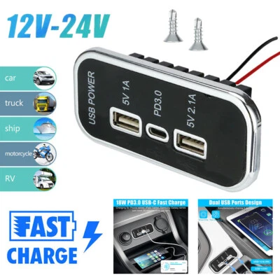 12V 3 Ports PD Type-C USB Car Charger Socket Power Adapter Auto Car Accessories# (for: MG)
