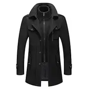 Men's Winter Coat Wool Coat Overcoat Business Casual Spring Winter Autumn Wool Windproof Warm Outerwear Clothing Apparel Active Chic Modern Solid Colored Roll