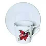 Block POINSETTIA Watercolors Bernarda Red Mary Goertzen Demitasse Cup & Saucer
