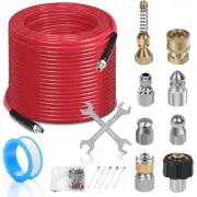 100FT Sewer Jetter Kit for Pressure Washer, 1/4''NPT Drain Cleaner Hose 5800P...
