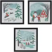 Melrose Winter Scene Framed Christmas Wall Art - 10" x 10" - Set of 3
