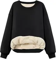 [Trendy Queen] Women's Winter Fleece Sherpa Lined Sweatshirt Crewneck Long Sleeve Pullover Hoodies Outfits Clothes 2024