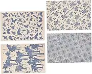 Beautiful Blue White Pottery Decal Paper 4 Sheets Delicate Floral Patterns Easy to Apply for DIY Projects