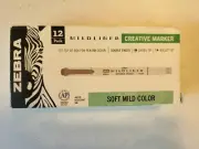 12 Zebra Pen Mildliner Double Ended Markers: Chisel & Bullet Tip: Mild Magenta *
