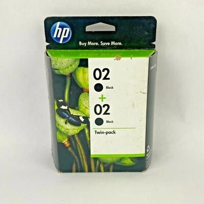 HP Inkjet Twin Pack Black 02 Ink Cartridge Sealed NEW