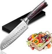 PAUDIN Santoku Knife, 7 Inch Kitchen Knife, Ultra Sharp Edge - Forged High Carbon German Stainless Steel, Professional Chef Knife with Ergonomic Handle, Gifts for Men and Women