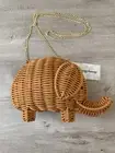 TOMMY BAHAMA RATTAN WICKER ELEPHANT CROSSBODY BAG PURSE CLUTCH NWT