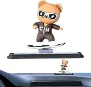 Dashboard Skateboarding Bear, Car Skateboarding Bear Dashboard Cartoon Decor, Collectible Figures Road Trip Trim Adhesive for Living Room, Study Room