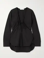 [Christopher Esber] Christopher Esber - Triqueta Tie-detailed Cutout Cotton-poplin Blouse - Black - UK 6 UK 6 Black