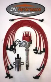 SB Chevy SBC Small Cap H.E.I Distributor Kit W/ Plug Wires + 45K Round Coil
