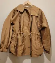 Halston Women Hooded Outer Wear Jacket Camel Brown Sz Sm