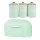 Bread Box - Kitchen Countertop Bread Storage Bin - Retro Green Breadbox and Food