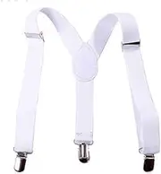 [Gowxs] White Braces for Kids Girls Boys Adjustable Y Back Elastic Braces with Metal Clips for Boys Girls Accessories, White, 1