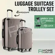 Champagne 2PCS Luggage TSA Lock Suitcase Hard Case Lightweight Travel Trolley