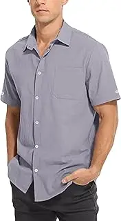 [Generic] Men's Sparkle Sequin Dress Shirt Short Sleeve Button Down Summer Loose Fit 70s Disco Costume Party Nightclub Polo Top