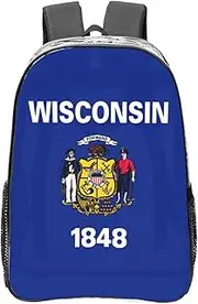 HJLUUFT Wisconsin State Flag print Clear Backpack for Stadium Events, Small Clear Backpack for Concert Festival Sports