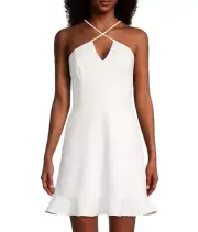 Aidan by Aidan Mattox Crisscross Straps Dress Ivory Size 2 2825