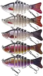 Lljsszr 5 Pieces of Lubine Fishing with 3D Realistic Eyes Fishing Gifts for Swimbait Swimbait Men Articulated Slow Sinking