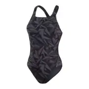 Speedo Womens Ladies Hyperboom Medalist One Piece Swimsuit Swimwear Black Grey