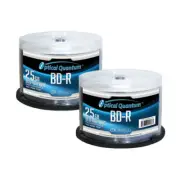 100 Optical Quantum 6x 25GB Blu-ray BD-R Shiny Silver Blank Disc OQBDR06ST-50