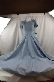 NEW VINTAGE DAVE & JOHNNY BLUE PROM GOWN DRESS SZ 4~~MAXI LONG~JUNIOR~TULLE~USA