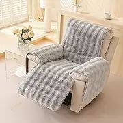 Recliner Chair Protector, Plush Recliner Slipcover Non Slip Thick Recliner Cover Furniture Protector for Recliner Chair Sofa(Gray)