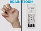 imPress BRAINSTORM, Modern,Edgy, Lines, Medium,Jewels, Glossy Black & Nude Nails