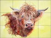 Steer Tile Backsplash Susan Libby Southwest Art Ceramic Mural SLA060