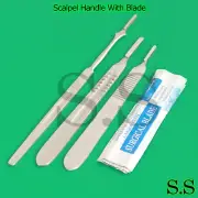 3 SCALPEL HANDLES #3 #4 #7+100 BLADES #10 #11 #12 #15 #20 #21 #23#24
