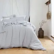 Bambury French Linen Quilt Cover Set Silver King