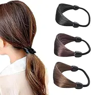 Elastic Bands Brown Hair Ties Braided-Wigs, 3 Pcs Wig Hair Ties Synthetic Ponytail Holders, Elastic Wigs Ponytail Holders Realistic Wig Hair Ropes