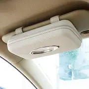 Cartisen Car Tissue Holder, Sun Visor Tissue Holder, Zipper Car Visor Napkin Holder, PU Leather Backseat Tissue Case for Car,Vehicle (Beige)