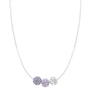 Eclipse Sterling Silver with Purple and White Austrian Crystals Ball Pendant Necklace