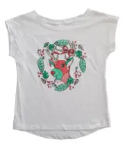 BNWT Girls Sz 12 Target Brand Short Sleeve Cute Christmas Reindeer Print Top