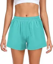 [FRODOTGV] Turquoise Plain Athletic Shorts for Women Ouick Dry Exercise Shorts for Running Hiking Biking Jogging Walking S