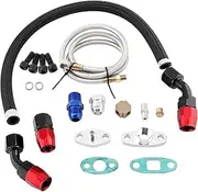 LAZIRO Turbo Oil Feed Return Line AN10 Fitting Adapter Flange Kit 1/8 NPT Adaptor with Nuts Bolts Gaskets Included for T3 T4 GT35 T70