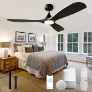 52 Inch Wood Smart Ceiling Fans with Lights Remote,Voice Control via WIFI Ale...