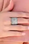Paparazzi "Dotted Decorum" Silver Cobblestone Textured Flex Fit Ring