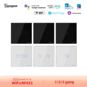 SONOFF T2 T3 EU 1/2/3 Gangs Smart Wifi Wall Touch Switch 433mhz RF Remotes Work